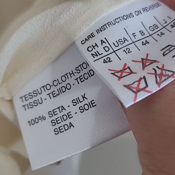 Marella 100% Silk Sheer Cream Blouse Size 12 Large - Picture 10 of 12